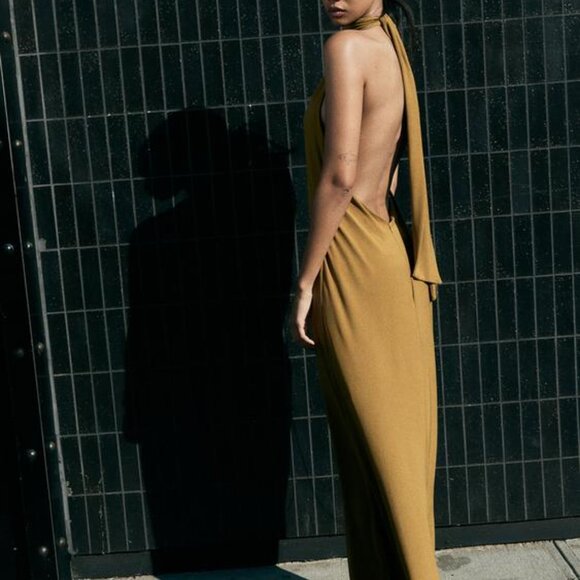 ZARA Dresses & Skirts - ZARA LONG OPEN BACK HALTER DRESS
